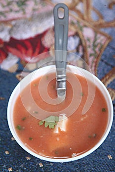 cheese soup. paneer soup. paladai soup. photo