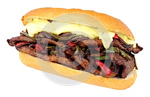 Cheese Steak Sandwich Roll With Red And Green Peppers