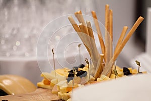 Cheese and sticks for wine tasting