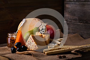 Cheese still life with fruit