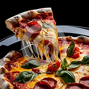 The cheese, stretched to perfection, entices the viewer to take a closer look photo