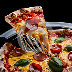 The cheese, stretched to perfection, entices the viewer to take a closer look photo