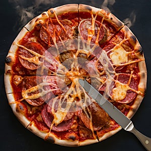 The cheese, stretched to perfection, entices the viewer to take a closer look photo