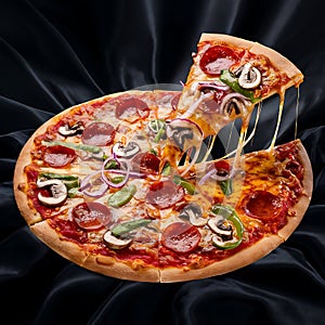 The cheese, stretched to perfection, entices the viewer to take a closer look photo