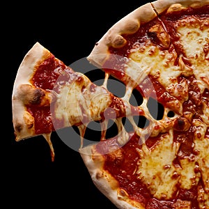 The cheese, stretched to perfection, entices the viewer to take a closer look photo