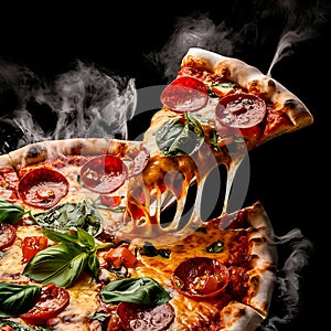 The cheese, stretched to perfection, entices the viewer to take a closer look photo