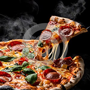 The cheese, stretched to perfection, entices the viewer to take a closer look photo