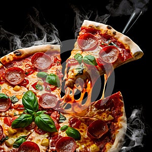 The cheese, stretched to perfection, entices the viewer to take a closer look photo