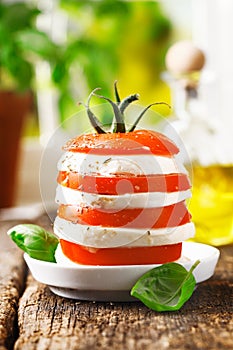 Cheese and tomato tower