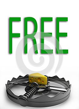 Cheese in a trap isolated