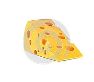 Cheese triangle isolated on white background.