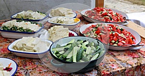 Cheese and vegetables salads
