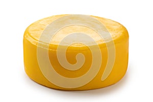 Cheese wheel isolated on a white background