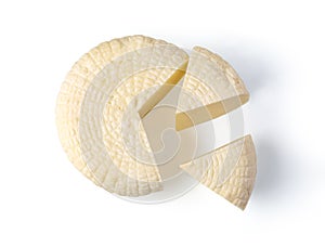 Cheese wheel on white background isolated