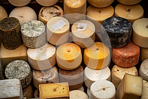 Cheese wheels gourmet selection. Generate ai