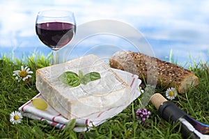 Cheese, wine and and bread, French culinary Scene