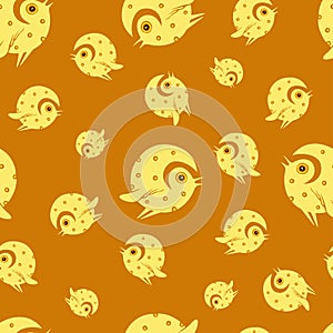 Cheese yellow birds seamless pattern