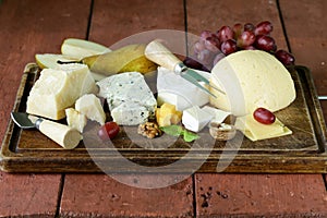 Cheeseboard with assorted cheeses