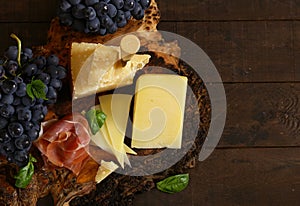 Cheeseboard on a wooden table