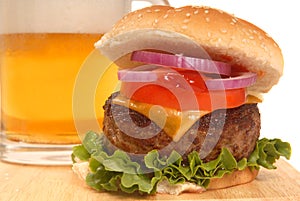 Cheeseburger and a beer