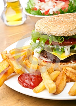 Cheeseburger with French Fries