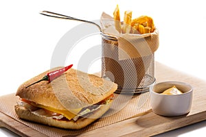 Cheeseburger and french fries