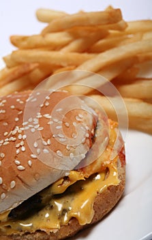 Cheeseburger and fries