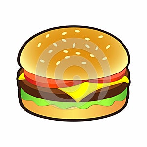 Cheeseburger or hamburger icon for signs and logos