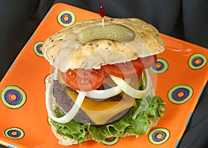 Cheeseburger, Onion, Tomato