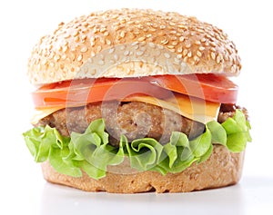 Cheeseburger with tomatoes and lettuce