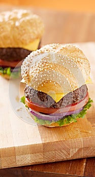 Cheeseburgers with vertical composition