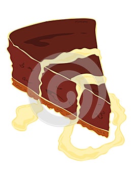 Cheesecake chocolate cake slice.