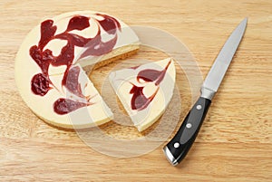 Cheesecake and knife