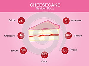 Cheesecake nutrition facts, cheesecake with information, cheesecake vector