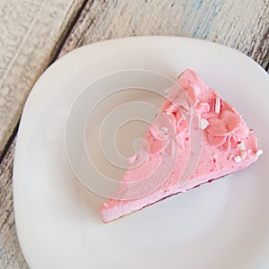 Cheesecake with pink marshmallow fluff