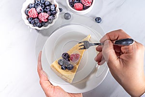 Cheesecake portion slice on plate