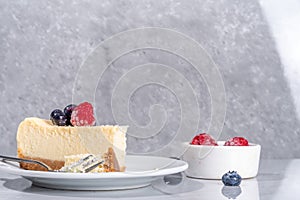 Cheesecake portion slice on plate