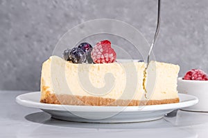 Cheesecake portion slice on plate