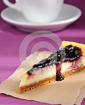 Cheesecake slice closeup