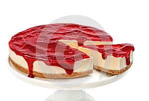 cheesecake with strawberry sauce