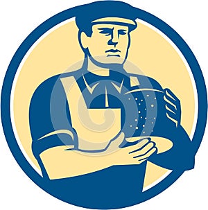 Cheesemaker Holding Cheese Retro