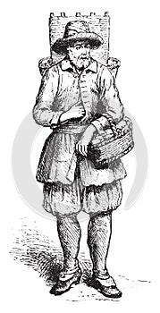 Cheesemaker merchant of Marolles, in 1680 approximately, vintage engraving