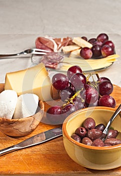 Cheeses and meats for a wine tasting event