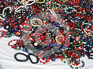 cheesy beaded bracelets and bangles for sale in the flea market