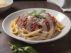 Cheesy Bliss: Generous Parmesan Crowning Al Dente Pasta Bolognese