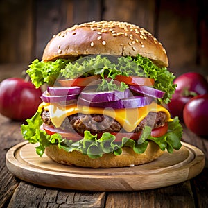 cheesy burger of front