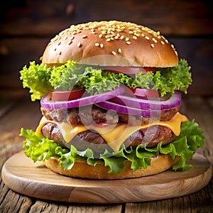 cheesy burger front of me