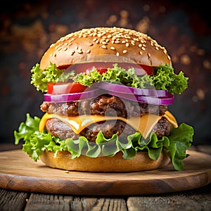 cheesy burger front of me