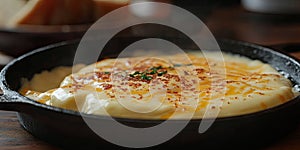 A Cheesy Extravaganza: A Skillet of Melty, Golden Cheese, Ready to Be Devoured