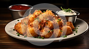 Cheesy loaded tater tots appetizer plate photo